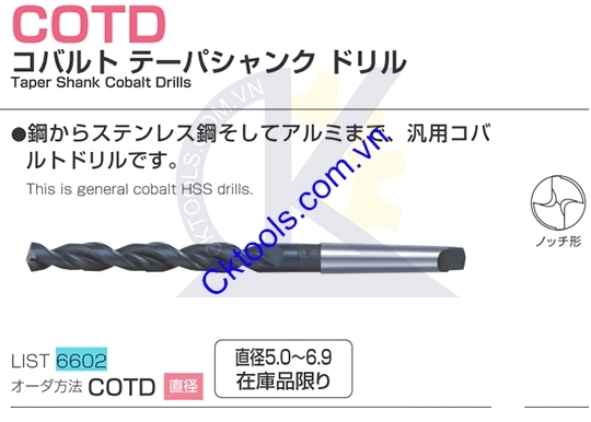 Mũi khoan Nachi COTD25.0-29.9, Mũi khoan Nachi List 6602 25.0-29.9, Mũi khoan L6602 25.0-29.9, Mũi khoan inox L6602 25.0-29.9, Mũi khoan inox chuôi côn L6602 25.0-29.9