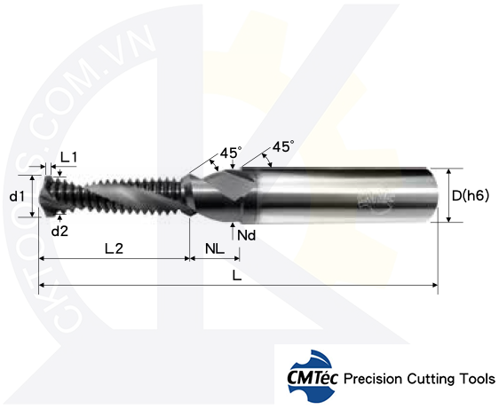 Dao phay ren hợp kim CMTec CSHI2, Dao phay ren CMTéc CSHI2