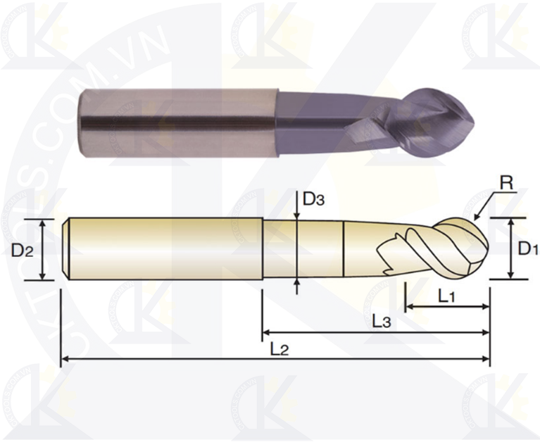 Dao cầu phay nhôm YG EG910, Dao phay cầu YG EG910